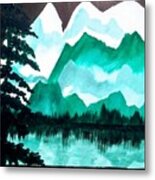 Mountain Lakes Reflection Metal Print