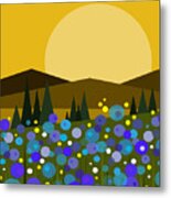 Mountain Meadow Sunrise And  Bluebells Metal Print