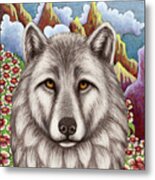 Mountain Meadow Wolf Metal Print