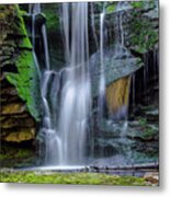 Mountain Waterfall With Green Moss Metal Print