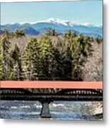 Mt Washington Over The Saco River Covered Bridge Metal Print