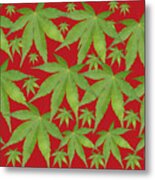 Multi Leaf On Red Metal Print