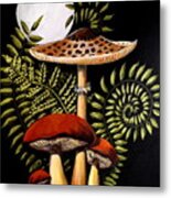 Mushroom Moon   Cottagecore Metal Print