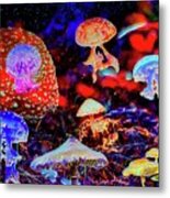 Mushrooms And Jellyfish Metal Print