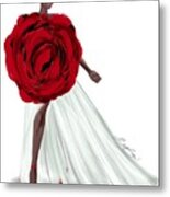 My Interpretation Of Alexander Mcqueen Fall 2019 Red Rose Dress Metal Print