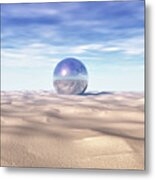 Mysterious Sphere In Desert Metal Print