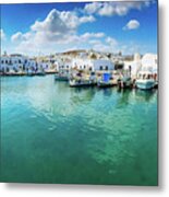 Naoussa Harbour Metal Print