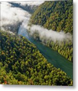 Narrow Gorge Of The Cheat River With Mist Metal Print