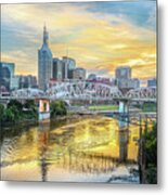 Nashville Tennessee Sunset At Cumberland River Metal Print