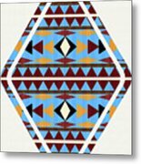 Navajo Blue Pattern Art Metal Print