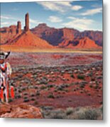 Navajo Fancy Dancer At Valley Of The Gods - 4 Metal Print
