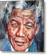 Nelson Mandela Portrait Metal Print