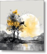 Neutral Grace - Yellow And Grey Art Metal Print