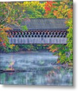 New England Fall Foliage At The Henniker Covered Bridge Metal Print
