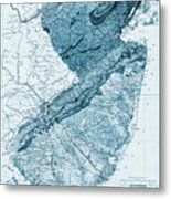 New Jersey Vintage Geological Map 1880 Blue Metal Print