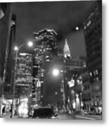 New York City At Night Full Moon Metal Print