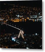 Night View Of Artic Cathedral. Tromso City. Metal Print