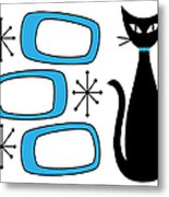 No Background Cat With Oblongs Blue Metal Print