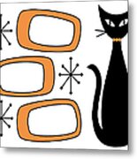 No Background Cat With Oblongs Orange Metal Print