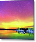 Northern Lights With Startrails Metal Print