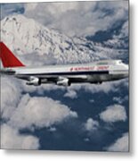 Northwest Orient Airlines Boeing 747 And Mt. Rainier Metal Print