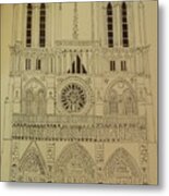 Notre Dame Ink Drawing Metal Print
