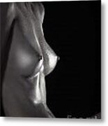 Nude Woman Shiny Metallic Body Metal Print