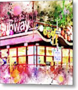 Nyc Watercolor Collection - Times Square Subway Metal Print