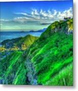 Oahu Hi Lanikai Beach Pillbox Hike 888 Kaiwa Ridge Trail Landscape Seascape Art Metal Print
