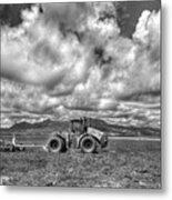 Oahu Hi Endless Plowing Case Ih Steiger 500 Hd Tractor Bw Dole Plantation Wahiawa Landscape Art Metal Print