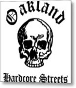 Oakland California Hardcore Streets Urban Streetwear White Skull, Super Sharp Png Metal Print
