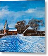 Oast House In Winter, England Metal Print