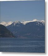 Ocean Leading To Snow Capped Mountains Metal Print