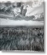 Ocean View Along The Coast In A Bordered Black And White Metal Print
