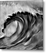 Ocean Wave Abstract - B/w Metal Print
