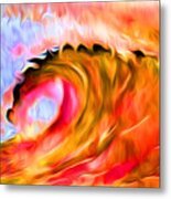 Ocean Wave In Flames Metal Print