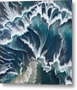Ocean Waves Crashing On Shore Metal Print