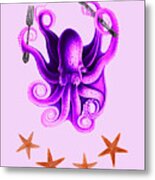 Octopus With Starfish Kitchen Decor Metal Print