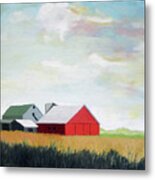 Ohio Farmland- Red Barn Metal Print