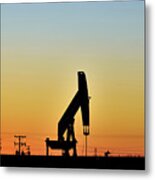 Oil Rig At Sunset 2 #texas Metal Print