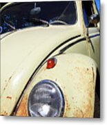 Old And Rusty Beige Volkswagen (vw) Beetle Metal Print