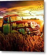 Old Chevy Truck In The Sunset Metal Print