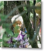 Old Chinese Woman Practicing The Sylvotherapy Metal Print