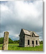 Old Farm House And The Storm Metal Print