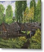 Old Log Cabin And   Memories Metal Print