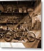 Old Motorcycle Shop Metal Print