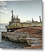 Old Rusted Rotten Forgotten Ship,  Cyprus Metal Print