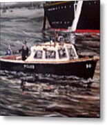 Old Style Single Screw Thames Police Boat Metal Print