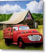 Old Truck At The Patriotic Barn Metal Print