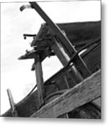 Old Wooden Wagon Bw Metal Print